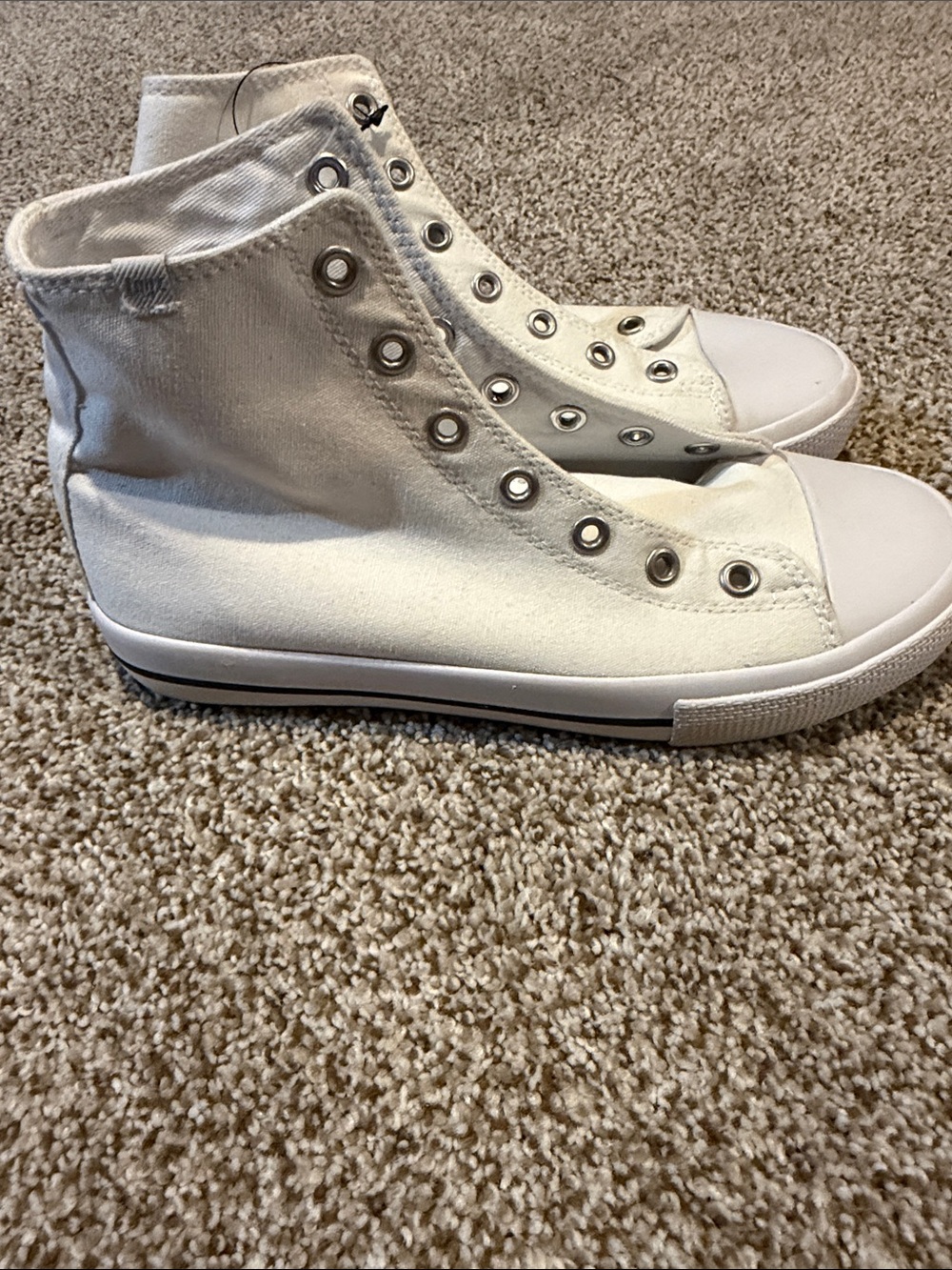 Lugz Women’s White High-Top Canvas Sneakers with Metal Eyelets